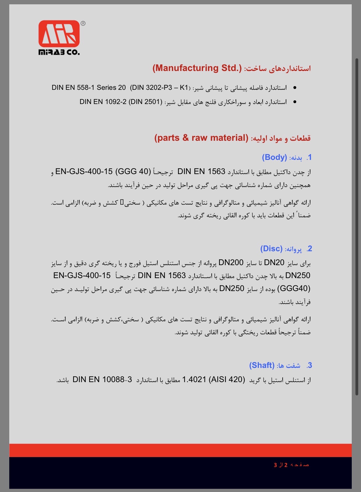 استاندارد ساخت و جنس قطعات شیر پروانه ای لاگ میراب