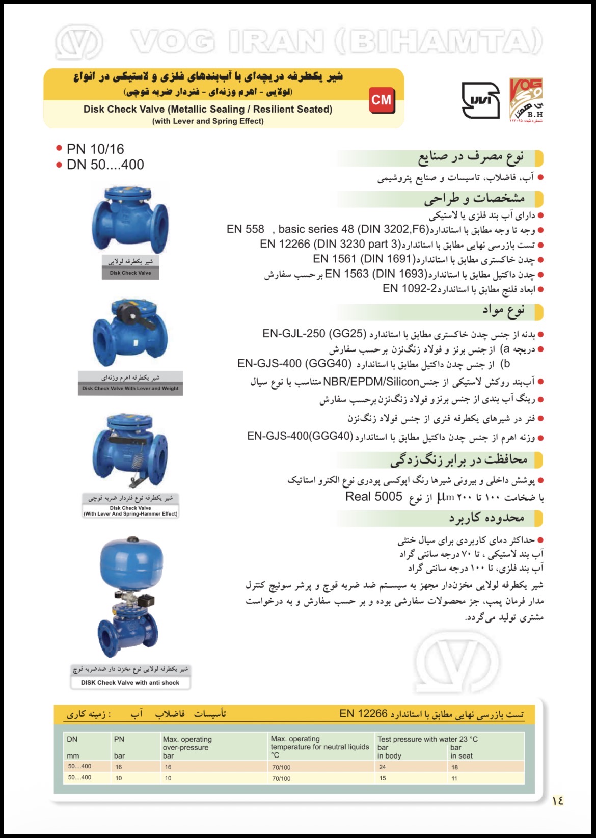صفحه اول کاتالوگ شیر یکطرفه فنردار کاتالوگ شیر یکطرفه دریچهای فنردار وگ بیهمتا - صفحه معرفی و مشخصات فنی