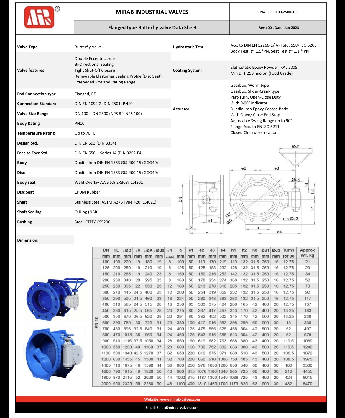 کاتالوگ رسمی میراب برای شیرهای پروانهای فلنجدار مدل MB-0596F
