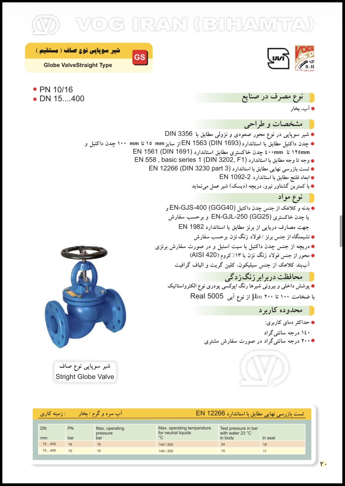 صفحه اول دیتاشیت شیر سوپاپی صاف دیتاشیت فنی شیر سوپاپی صاف PN16 وگ ایران بیهمتا - معرفی و مشخصات