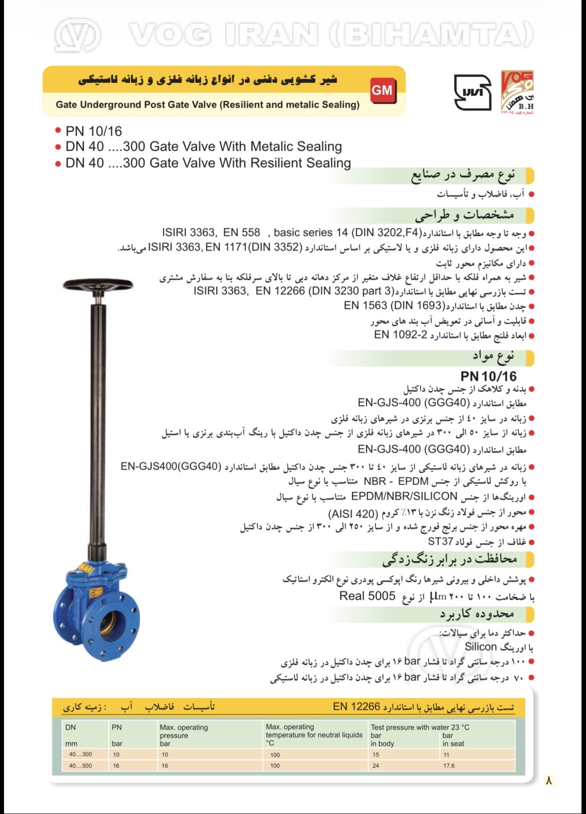 شیر کشویی دفنی دسته بلند زبانه لاستیکی وگ بی‌همتا