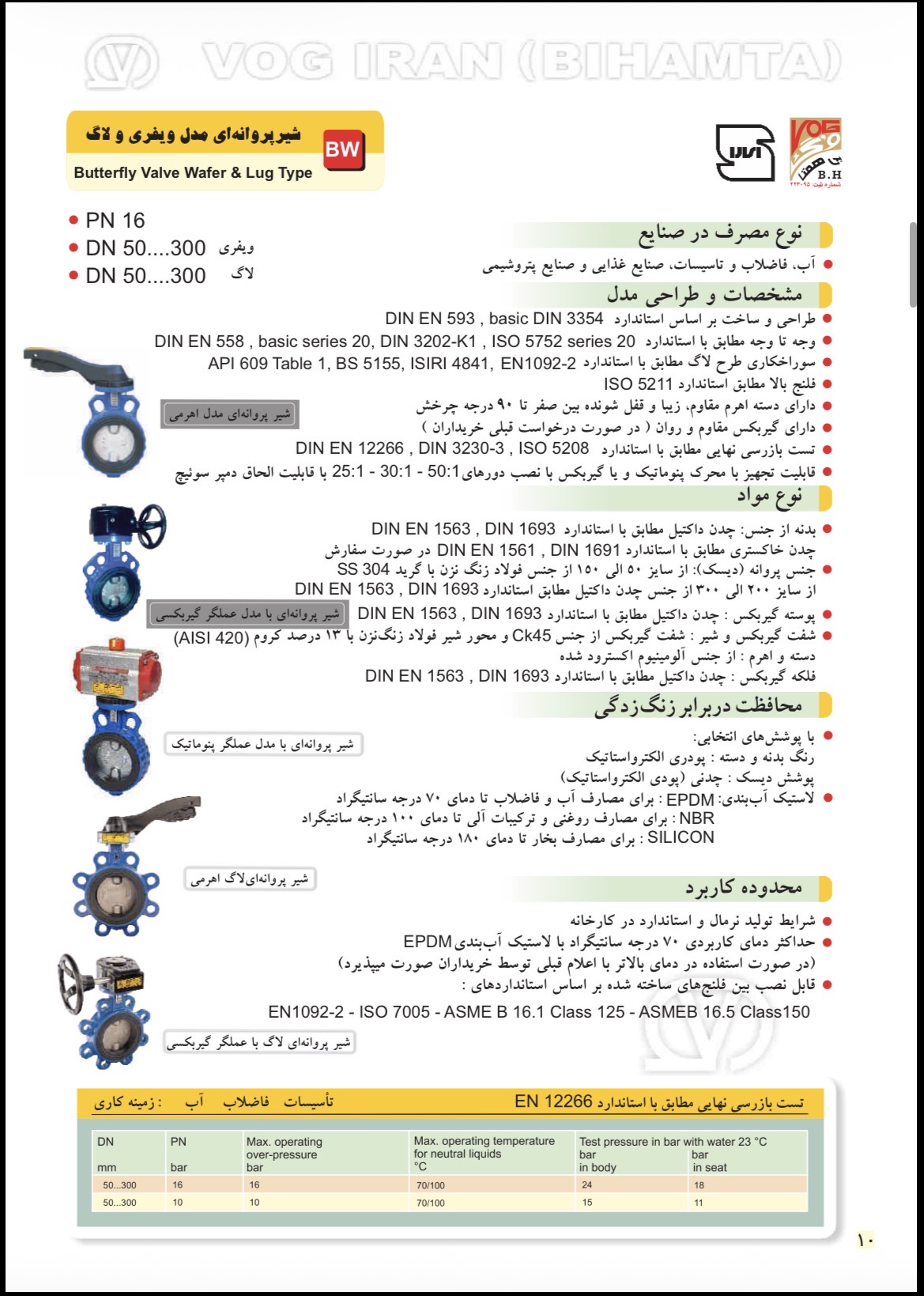کاتالوگ شیر پروانه‌ای لاگ گیربکسی دیسک استیل وگ بی‌همتا - صفحه معرفی و مشخصات فنی