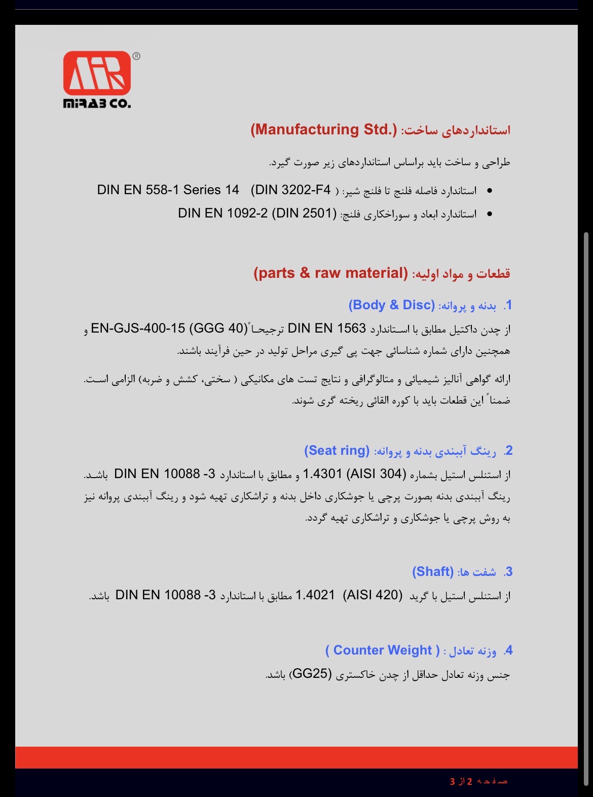 نمای برش‌خورده دیسک، اهرم و وزنه شیر یکطرفه وزنه‌ای PN16 میراب