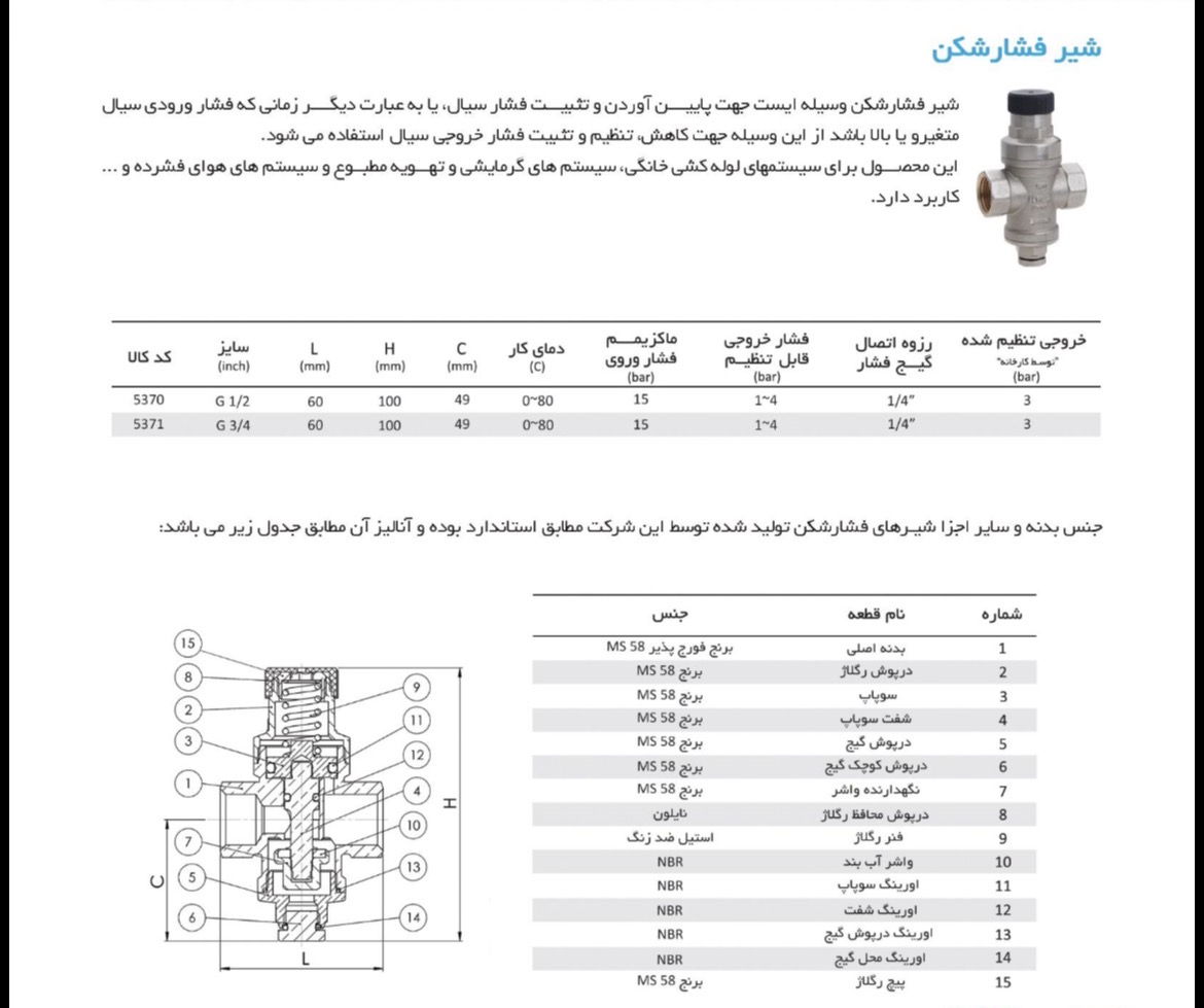 شیر فشارشکن برنجی کیز ایران MINIPRESS