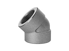 زانو ۴۵ درجه دندهای فولادی کلاس 3000 A105 برند T تایوان مناسب تغییر مسیر خطوط لوله فشار قوی