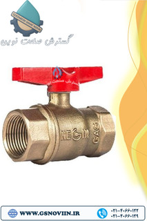 شیر گازی برنجی دسته خروسکی نگین شیر مدل N103 دندهای ۱/۲ و ۳/۴ اینچ ساخت ایران