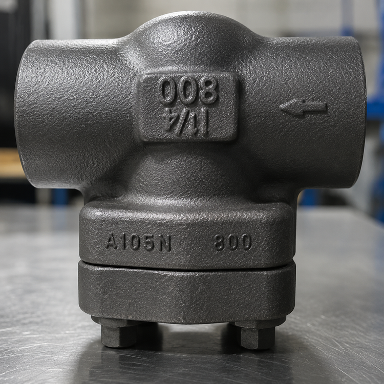 شیر یکطرفه سوپاپی فولادی فورج جوشی Socket Weld کلاس 800 ASTM A105 مناسب جلوگیری از برگشت جریان در خطوط بخار، نفت، گاز و سیالات فشار قوی